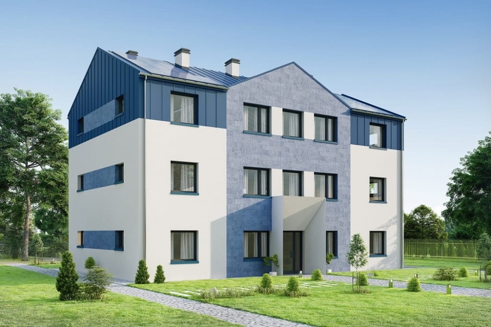 Projekt hostelu K-135, posiada 3 kondygnacje - parter, I piętro, II piętro-kolorystyka wersja 3