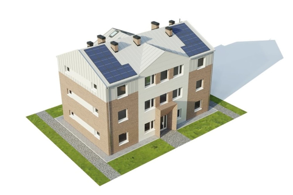 Projekt hostelu K-135, posiada 3 kondygnacje - parter, I piętro, II piętro - model