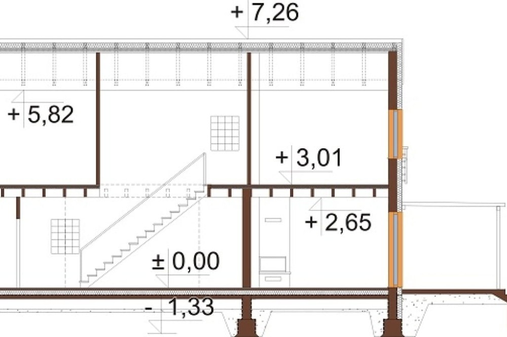 Projekt domu Flexum DM-6715, piętrowy, jednorodzinny, tradycyjny, bez garażu, bez podpiwniczenia - przekrój B-B