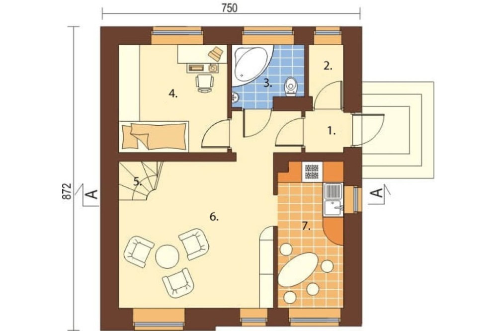 Projekt domu Mszana DM-6024, parterowy z poddaszem mieszkalnym, bez podpiwniczenia - rzut parteru
