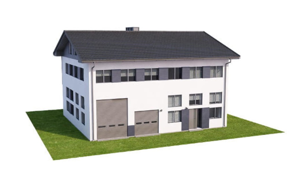 Projekt budynku handlowo usługowego K-72, piętrowy bez podpiwniczenia  - model