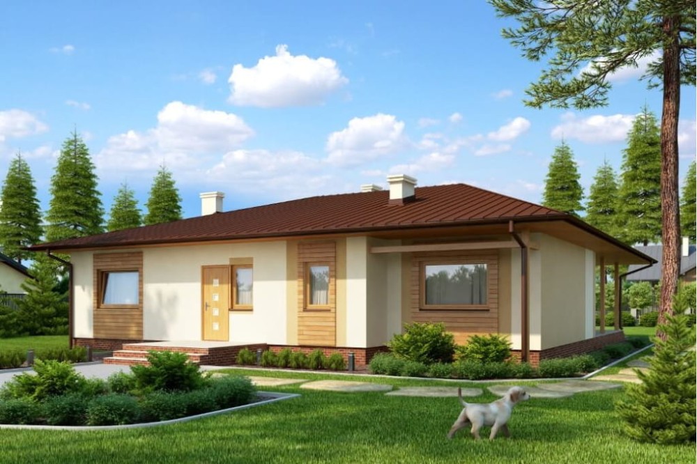 Projekt domu Chraboty N DM-6202 N, parterowy bez podpiwniczenia - kolorystyka wersja 4