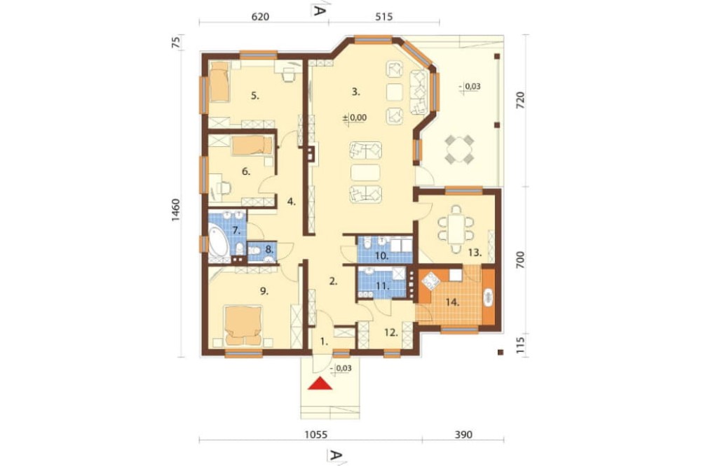 Projekt domu Chraboty N DM-6202 N, parterowy bez podpiwniczenia - rzut parteru