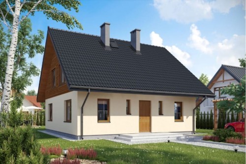 Projekt domu Szreniawa N DM-6154 N, parterowy z poddaszem mieszkalnym bez podpiwniczenia-kolorystyka wersja 1