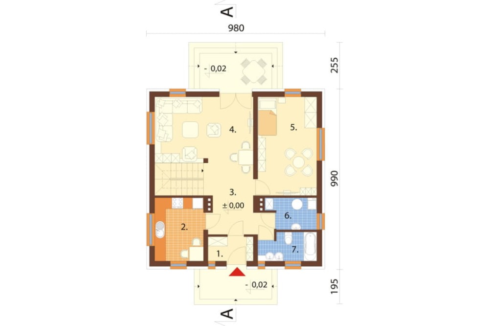 Projekt domu Szreniawa N DM-6154 N, parterowy z poddaszem mieszkalnym bez podpiwniczenia -rzut parteru