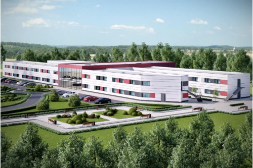 Projekt hotelu K-96, dwukondygnacyjny, niepodpiwniczony, bez garażu - kolorystyka wersja 1