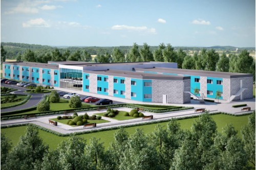 Projekt hotelu K-96, dwukondygnacyjny, niepodpiwniczony, bez garażu - kolorystyka wersja 2