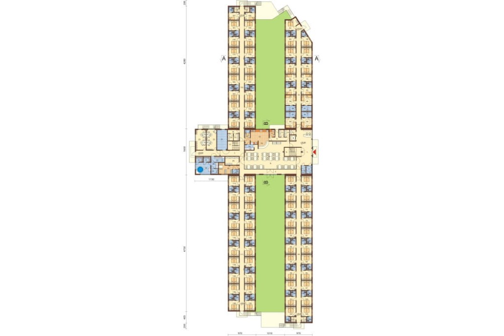 Projekt hotelu K-96, dwukondygnacyjny, niepodpiwniczony, bez garażu - rzut parteru