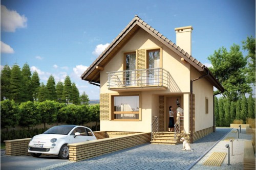 Projekt domu Bieżanowiec L-6285, parterowy z poddaszem użytkowym, podpiwniczony, z garażem - kolorystyka wersja 2