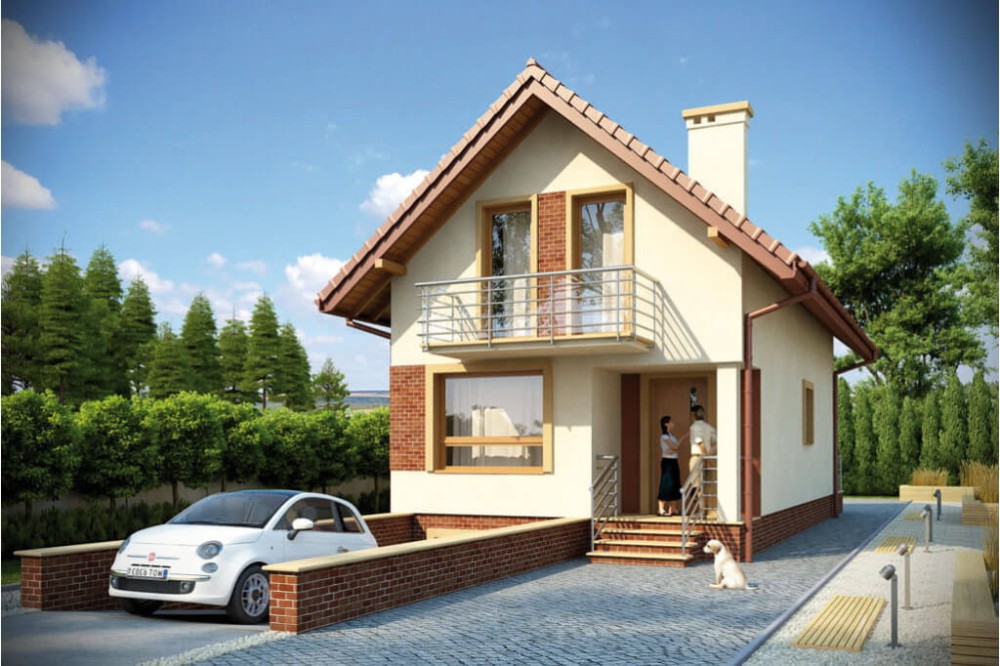 Projekt domu Bieżanowiec L-6285, parterowy z poddaszem użytkowym, podpiwniczony, z garażem - kolorystyka wersja 3