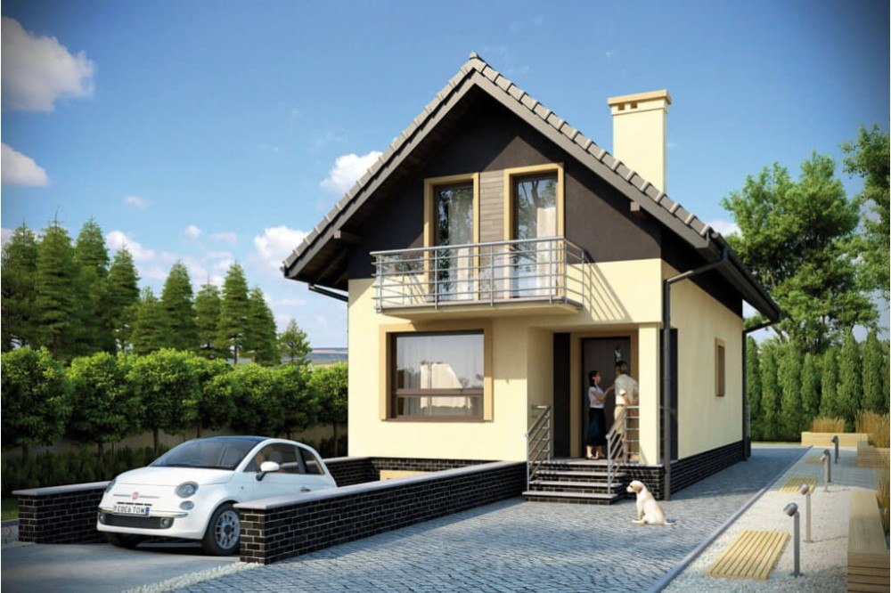 Projekt domu Bieżanowiec L-6285, parterowy z poddaszem użytkowym, podpiwniczony, z garażem - kolorystyka wersja 4