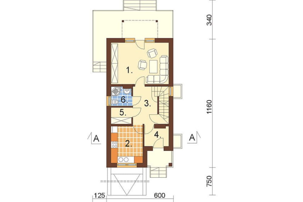 Projekt domu Bieżanowiec L-6285, parterowy z poddaszem użytkowym, podpiwniczony, z garażem - rzut parteru