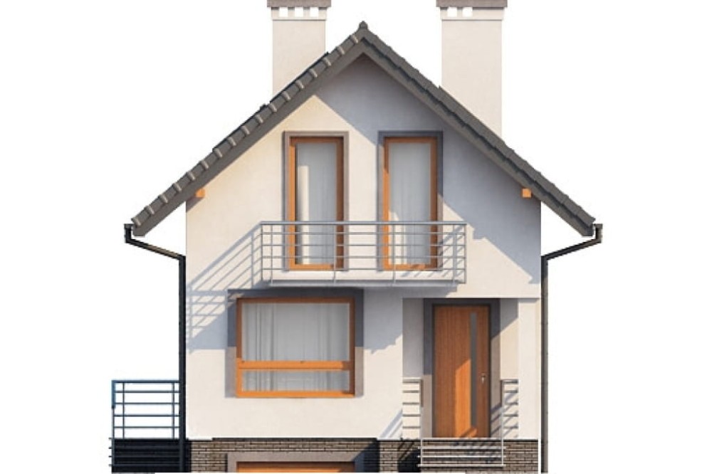 Projekt domu Bieżanowiec L-6285, parterowy z poddaszem użytkowym, podpiwniczony, z garażem - elewacja frontowa