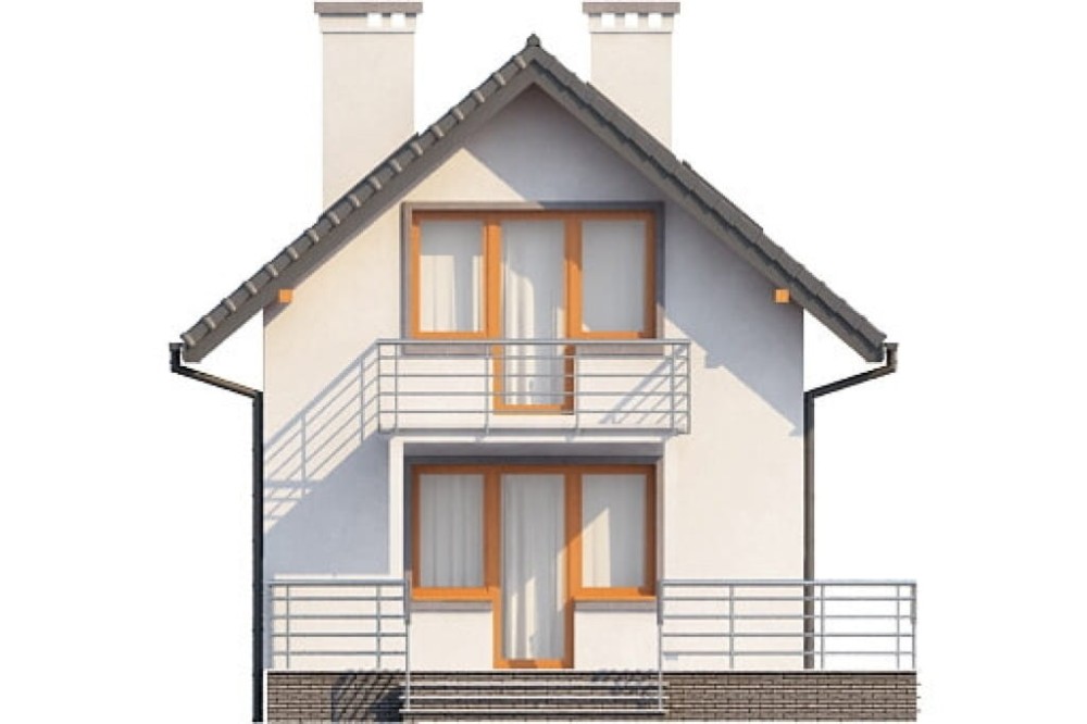 Projekt domu Bieżanowiec L-6285, parterowy z poddaszem użytkowym, podpiwniczony, z garażem - elewacja ogrodowa