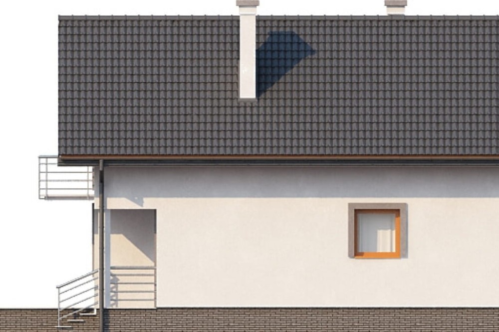 Projekt domu Bieżanowiec L-6285, parterowy z poddaszem użytkowym, podpiwniczony, z garażem - elewacja prawa