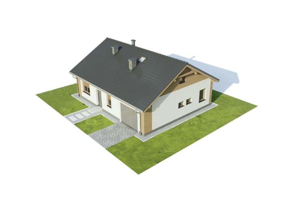 Projekt domu Drobeta DM-6733, parterowy, niepodpiwniczony, z garażem jednostanowiskowym - model