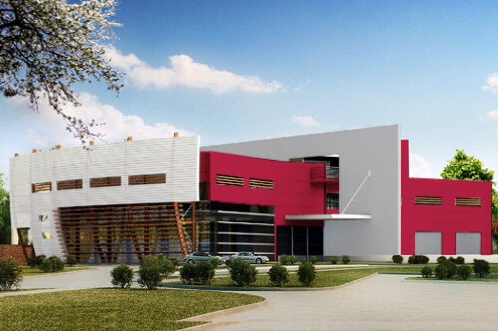 Projekt salonu samochodowego K-63, piętrowy, bez podpiwniczenia, bez garażu - kolorystyka wersja 2