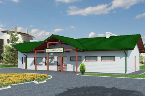 Projekt restauracji, baru K-15, parterowy, bez podpiwniczenia-kolorystyka wersja 2