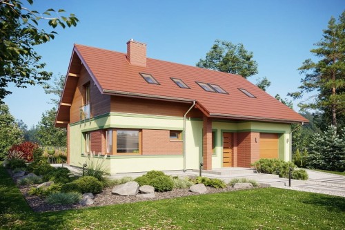 Projekt domu Ritania DM-6681, parterowy z poddaszem użytkowym, z garażem - kolorystyka wersja 2