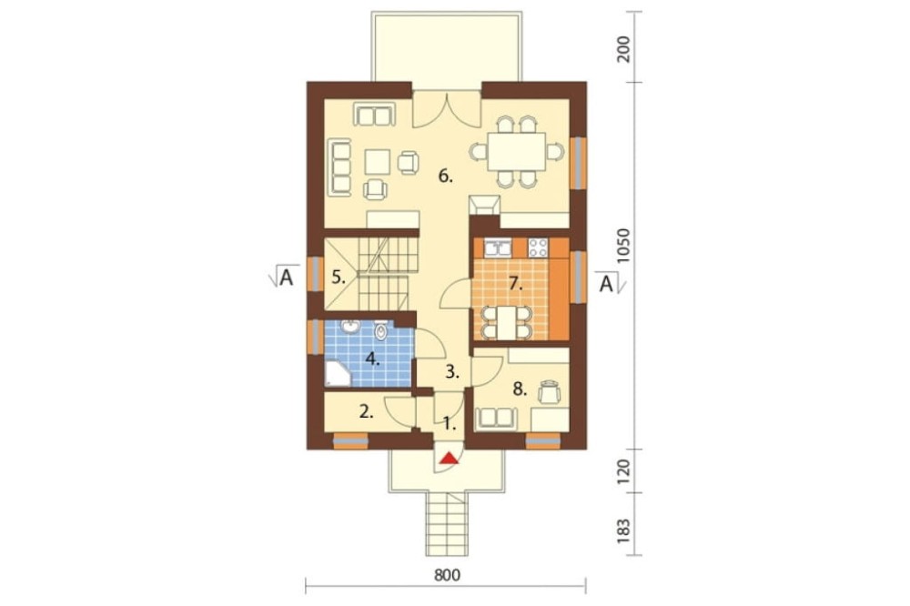 Projekt domu Nidzica DM-6077, parterowy z poddaszem mieszkalnym, bez podpiwniczenia - rzut parteru