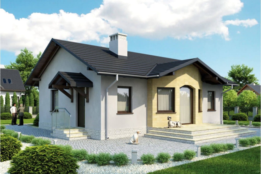Projekt domu Rowiny L-6196, parterowy, bez podpiwniczenia - kolorystyka wersja 2