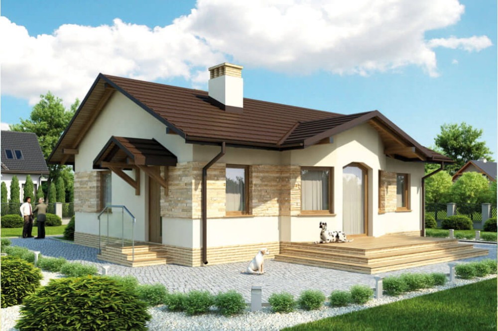 Projekt domu Rowiny L-6196, parterowy, bez podpiwniczenia - kolorystyka wersja 3