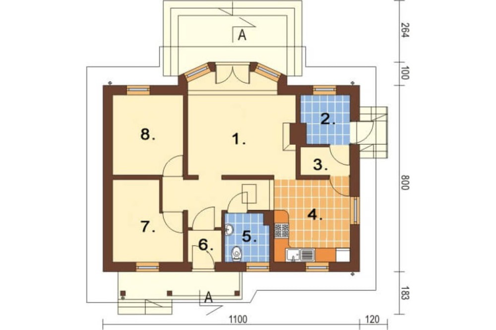Projekt domu Rowiny L-6196, parterowy, bez podpiwniczenia - rzut parteru
