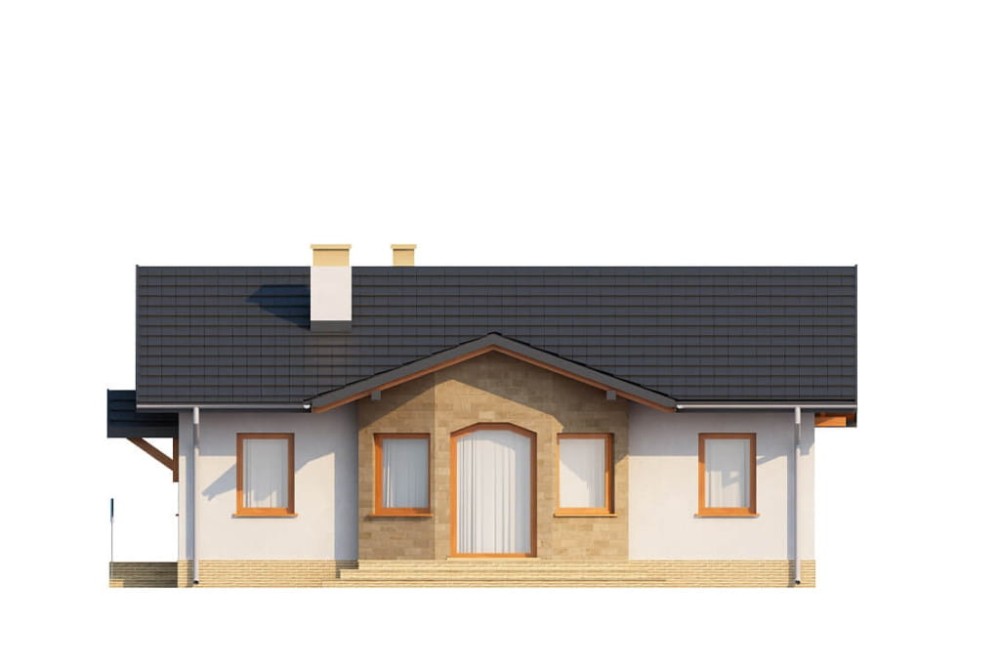 Projekt domu Rowiny L-6196, parterowy, bez podpiwniczenia - elewacja ogrodowa