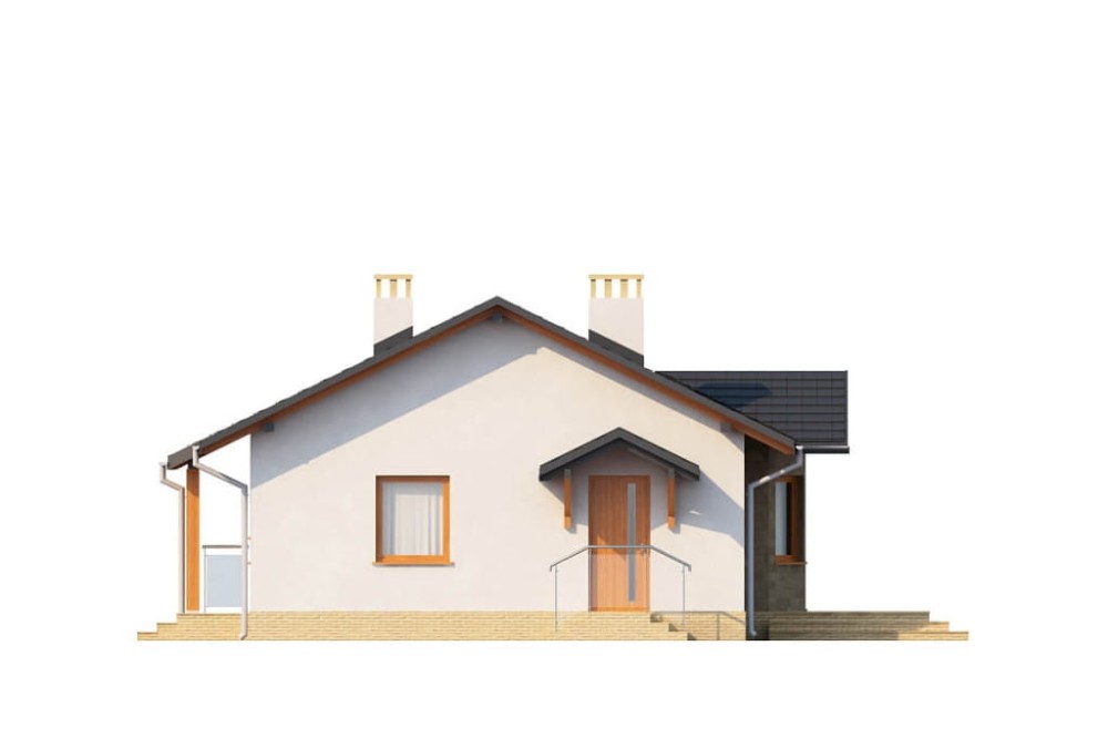 Projekt domu Rowiny L-6196, parterowy, bez podpiwniczenia - elewacja prawa