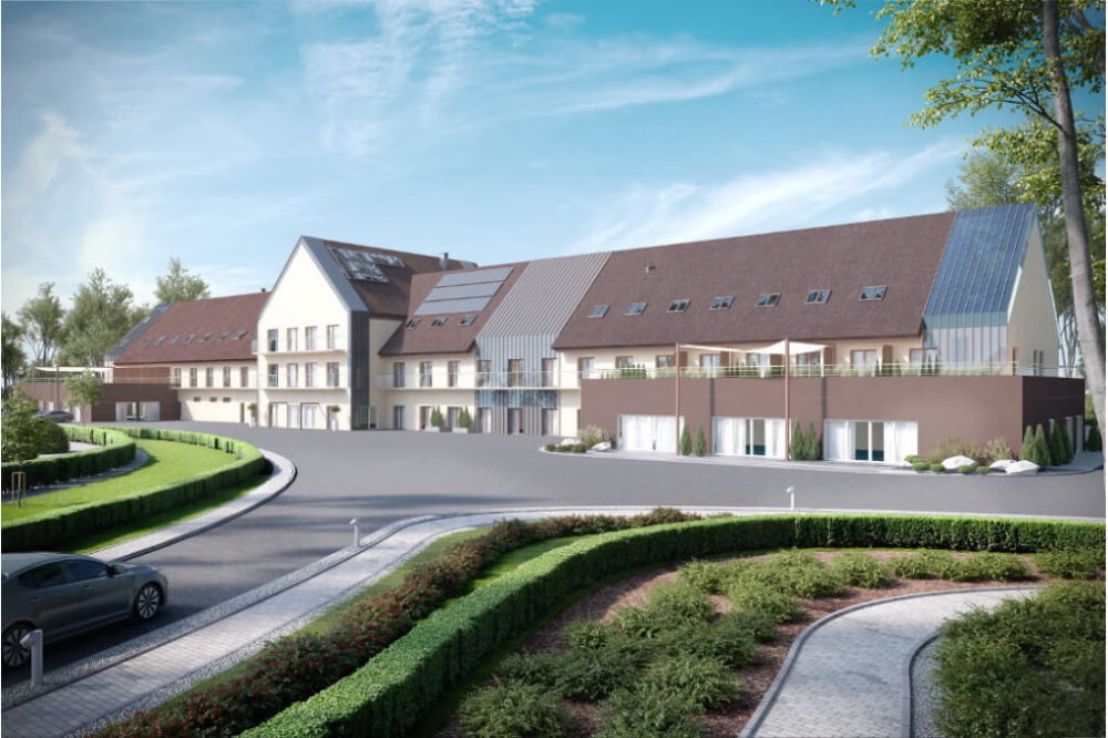 Projekt hotelu LK-81, niepodpiwniczony, trzykondygnacyjny, ze strychem - kolorystyka wersja 4