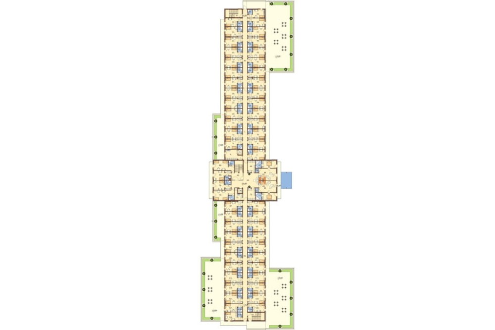 Projekt hotelu LK-81, niepodpiwniczony, trzykondygnacyjny, ze strychem - rzut pierwszego piętra