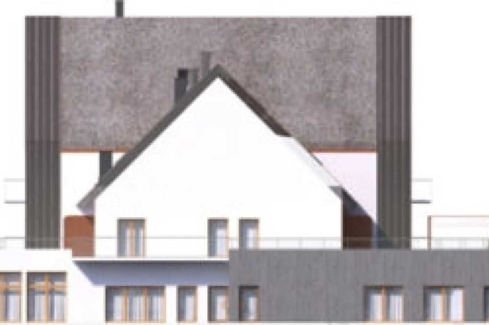 Projekt hotelu LK-81, niepodpiwniczony, trzykondygnacyjny, ze strychem - elewacja lewa