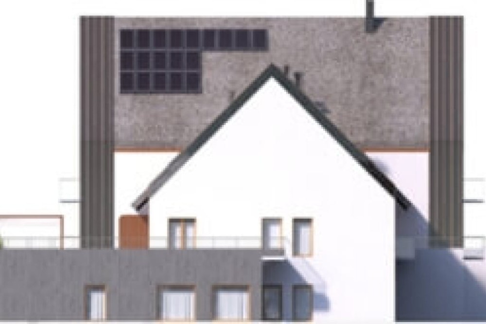 Projekt hotelu LK-81, niepodpiwniczony, trzykondygnacyjny, ze strychem - elewacja prawa