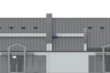 Projekt centrum biznesu K-55, budynek parterowy z poddaszem użytkowym, bez podpiwniczenia, bez garażu - elewacja prawa