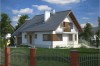 Projekt domu Posadów N DM-6040 N, parterowy z garażem, z poddaszem mieszkalnym, z częściowym podpiwniczeniem - kolorystyka wersja 3