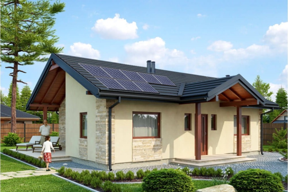 Projekt domu Osiek L-6306, parterowy, niepodpiwniczony, bez garażu - kolorystyka wersja 1