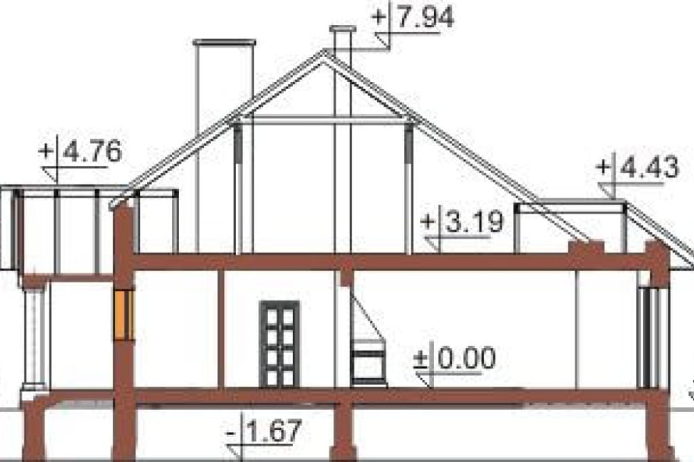 Projekt domu DM-6326 - przekrój A-A
