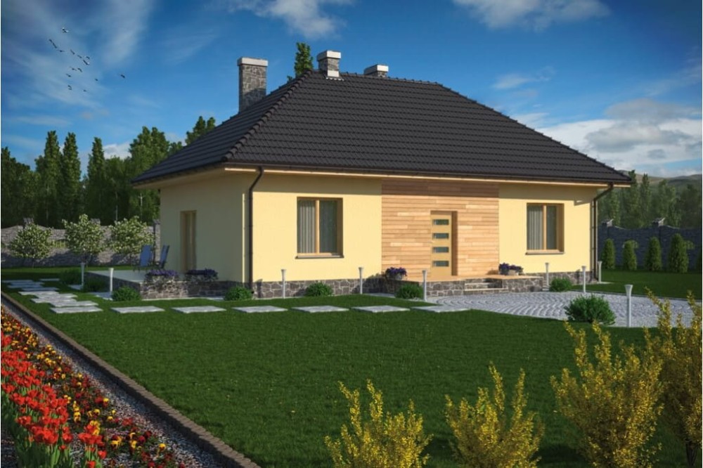 Projekt domu Stawin N DM-5594 N, parterowy, bez podpiwniczenia - kolorystyka wersja 3