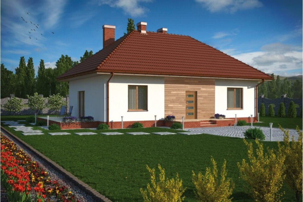Projekt domu Stawin N DM-5594 N, parterowy, bez podpiwniczenia - kolorystyka wersja 4