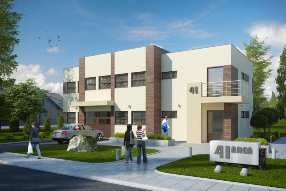 Projekt budynku produkcyjno-biurowego K-41, piętrowy, bez podpiwniczenia - kolorystyka wersja 1