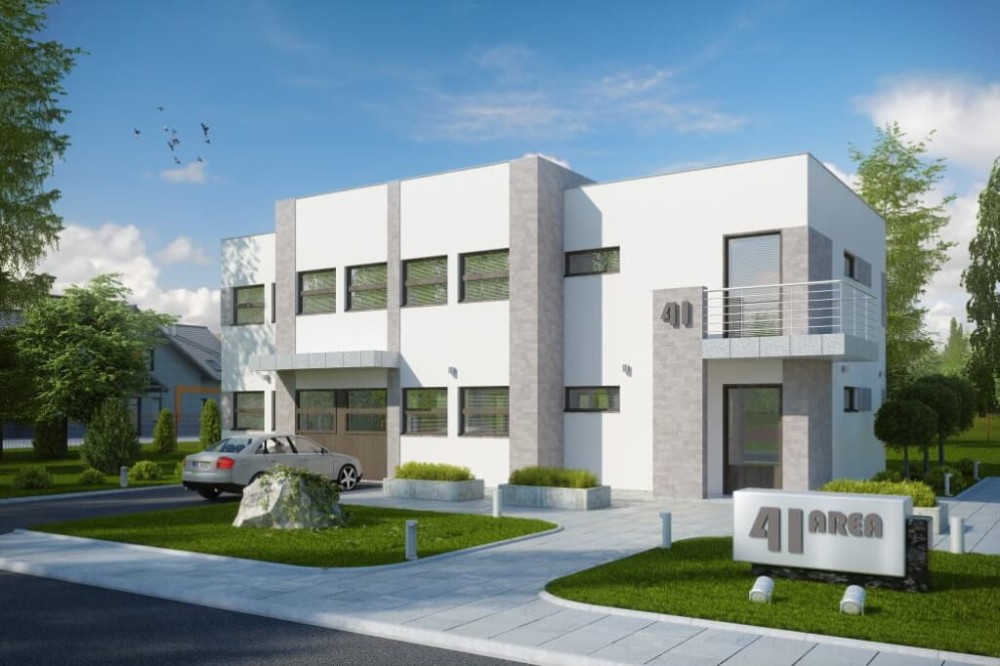 Projekt budynku produkcyjno-biurowego K-41, piętrowy, bez podpiwniczenia - kolorystyka wersja 2