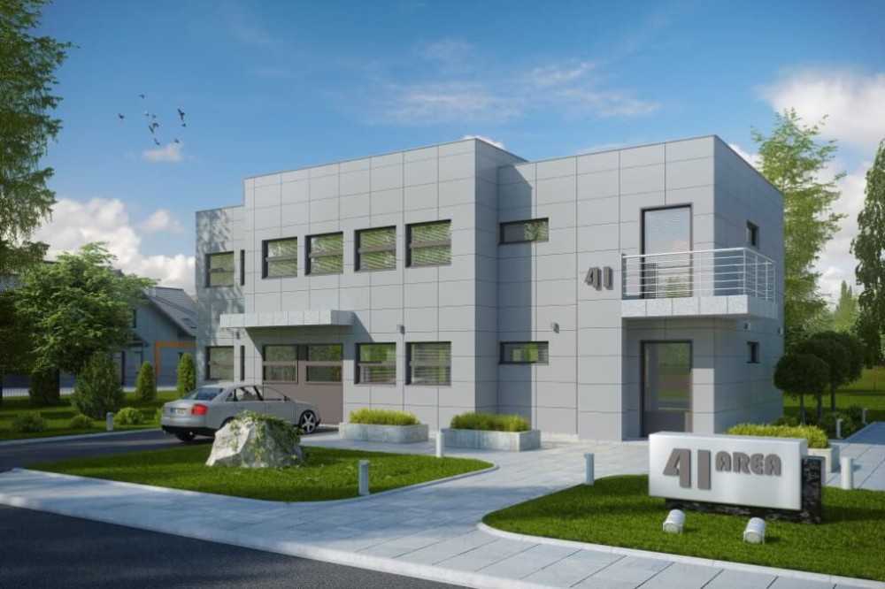 Projekt budynku produkcyjno-biurowego K-41, piętrowy, bez podpiwniczenia - kolorystyka wersja 4