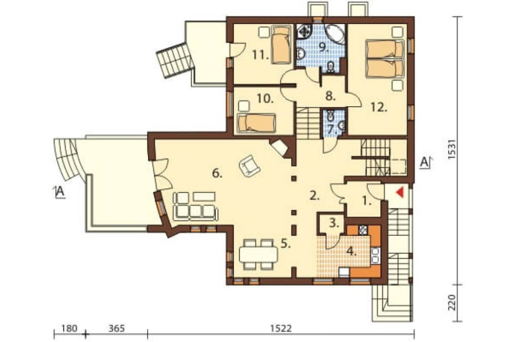 Projekt domu Murowaniec B DM-6158 B, parterowy z garażem, z poddaszem do adaptacji, podpiwniczony - rzut parteru