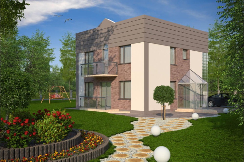Projekt domu Skotniki DM-5591, piętrowy, bez podpiwniczenia - kolorystyka wersja 2