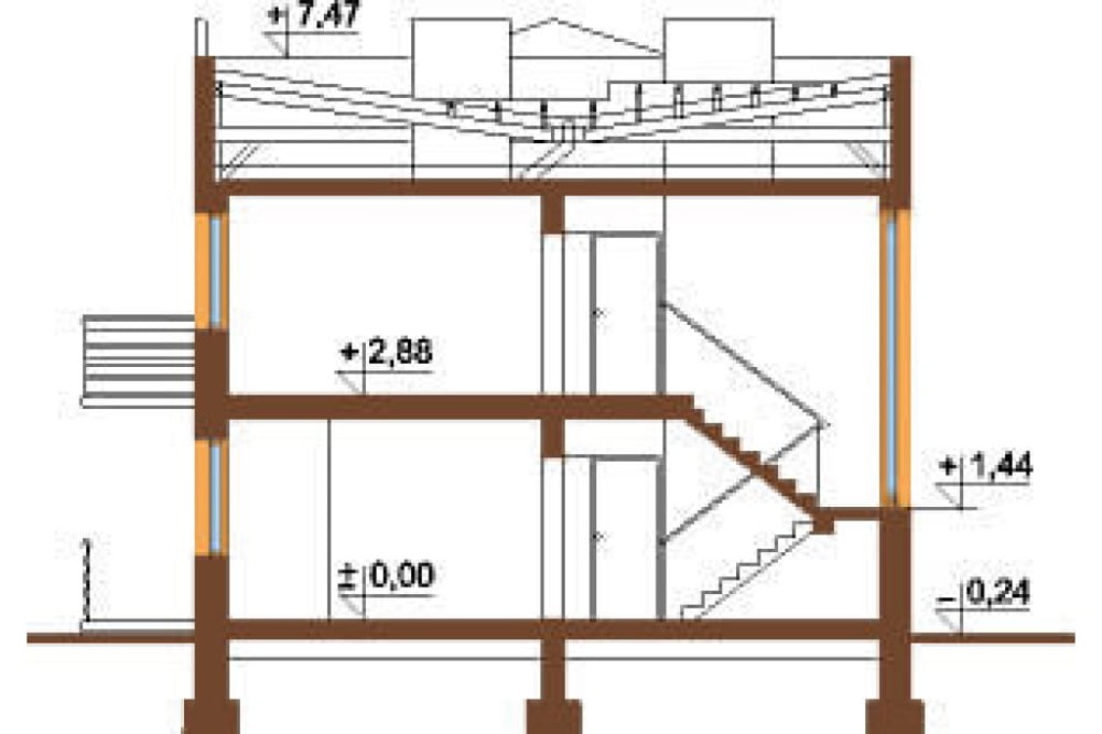 Projekt domu Skotniki DM-5591, piętrowy, bez podpiwniczenia - przekrój A-A