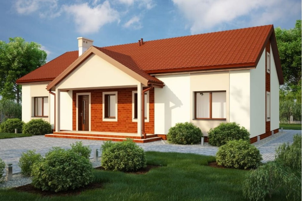 Projekt domu Oczarów 2 L-6591, parterowy, jednorodzinny, tradycyjny, bez garażu, bez podpiwniczenia - kolorystyka wersja 3