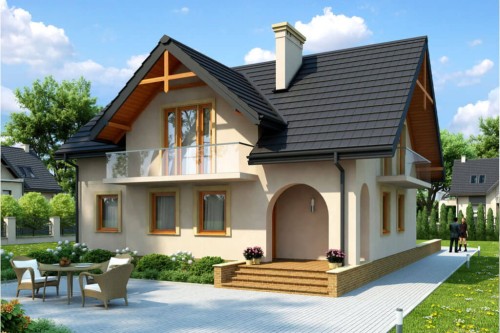 Projekt domu Leliwa DM-6236, parterowy z poddaszem użytkowym, z podpiwniczeniem, z dwoma garażami, tradycyjny - kolorystyka wersja 1