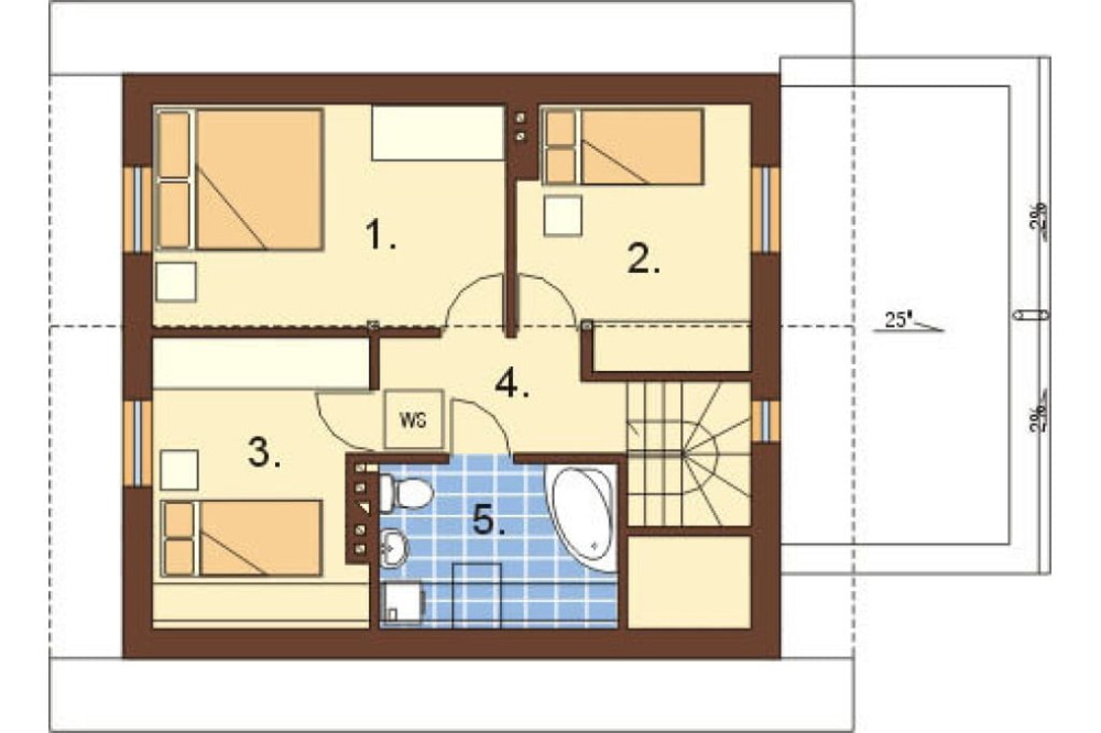 Projekt domu Komańcza DM-6277, parterowy z garażem, z poddaszem mieszkalnym, częściowo podpiwniczony - rzut poddasza