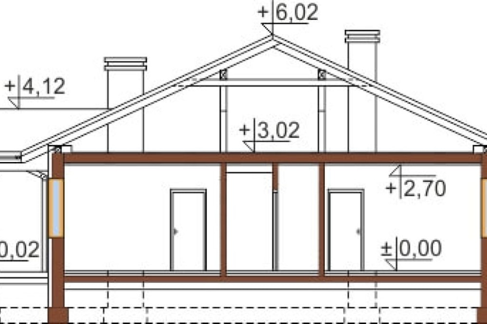 Projekt domu Radostowo C DM-6503C, parterowy, tradycyjny, z garażem, niepodpiwniczony - przekrój A-A