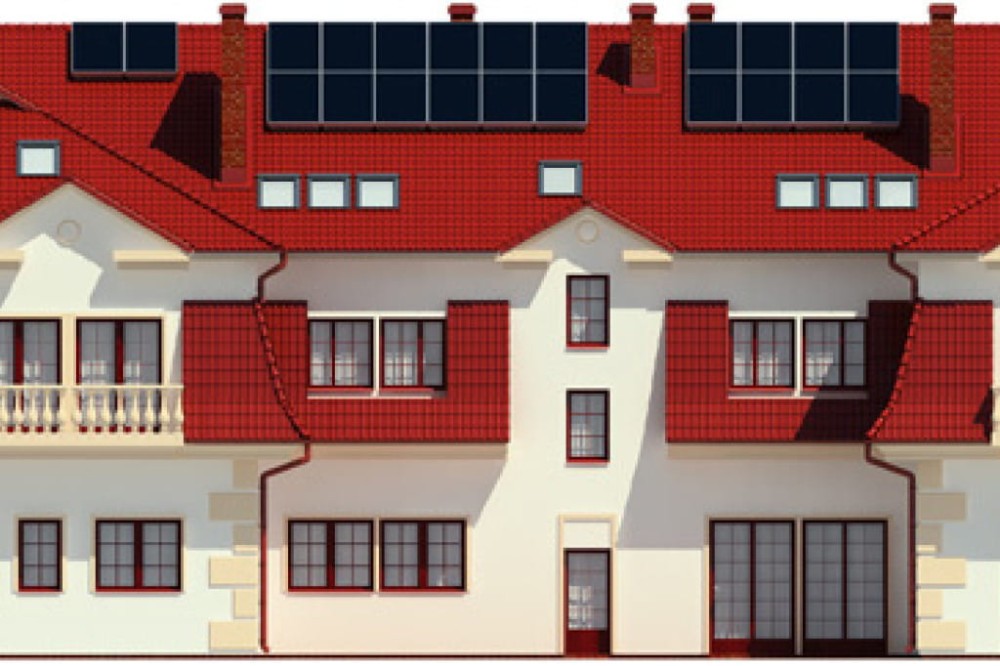 Projekt hotelu K-21, budynek piętrowy z poddaszem użytkowym, bez podpiwniczenia - elewacja lewa